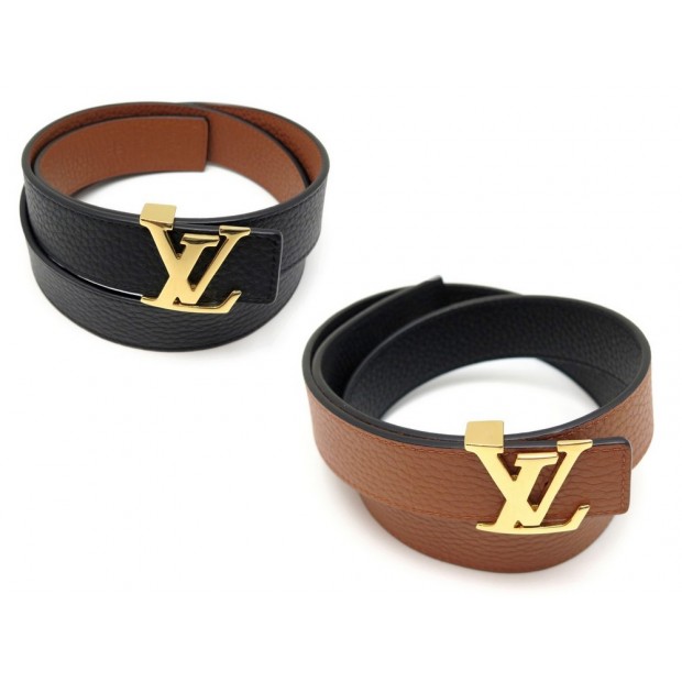 CEINTURE LOUIS VUITTON CUIR REVERSIBLE M9521 BOUCLE LV DOREE