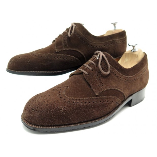 CHAUSSURES AUBERCY DOUBLE SEMELLES 9E 43 DERBY BOUT FLEURI EN DAIM MARRON 780€