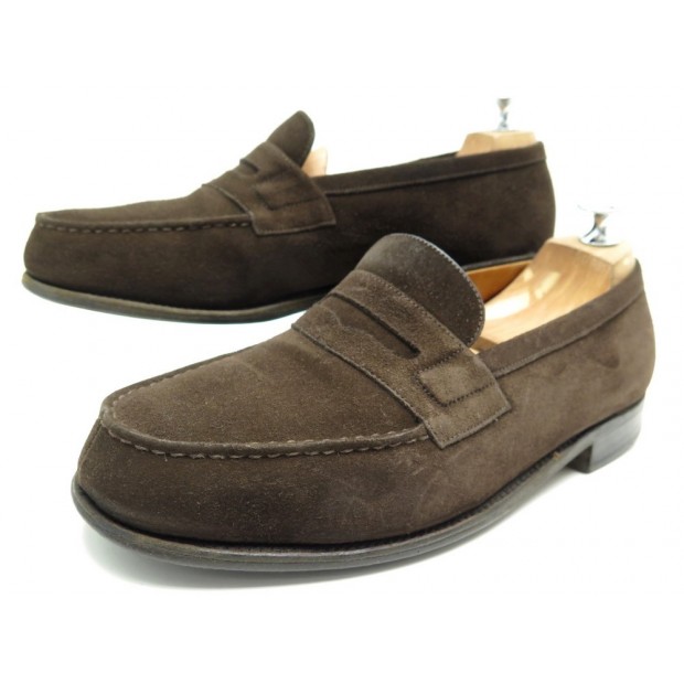 CHAUSSURES JM WESTON 180 6.5E 40.5 LARGE MOCASSINS EN DAIM MARRON LOAFERS 610€