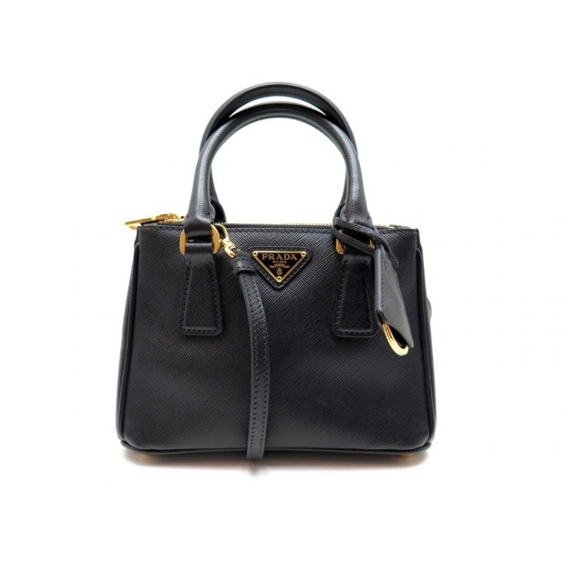 NEUF SAC A MAIN PRADA MINI GALLERIA 1BH907 BANDOULIERE CUIR SAFFIANO NOIR 1700€