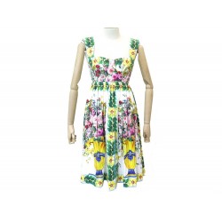 ROBE DOLCE & GABBANA MI LONGUE 38 IT 34 FR EN COTON FLEURS FLORAL DRESS 1550€