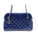 NEUF SAC A MAIN CHANEL MADEMOISELLE CUIR VERNIS MATELASSE BLEU HAND BAG 3200€