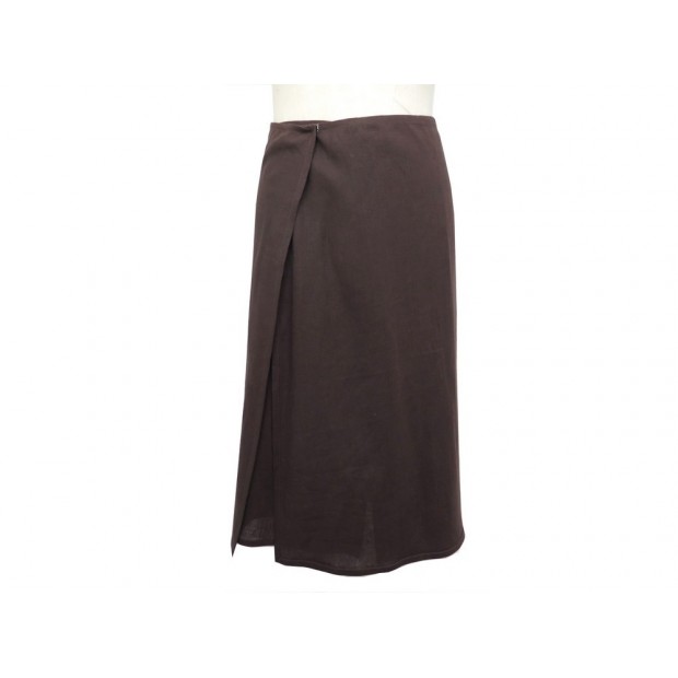 NEUF JUPE HERMES MARTIN MARGIELA M 40 SUPERPOSABLE EN LIN MARRON LINEN SKIRT