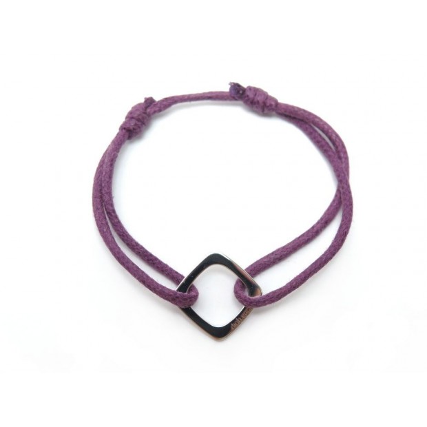 NEUF BRACELET DINH VAN IMPRESSION GRAND MODELE OR BLANC 18K & CORDON VIOLET 470€