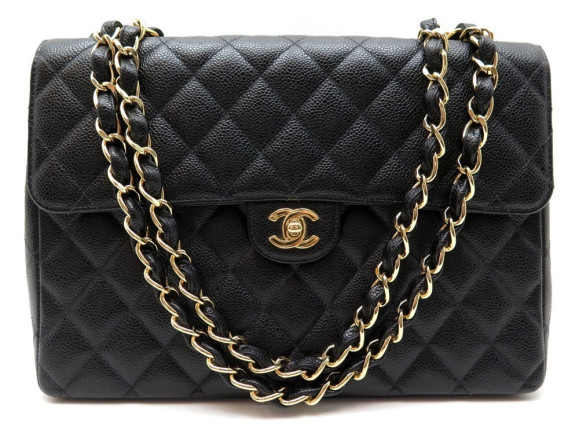 sac a main chanel timeless jumbo en cuir caviar