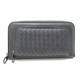 PORTEFEUILLE BOTTEGA VENETA CUIR TRESSE GRIS PORTE MONNAIE LEATHER WALLET 650€