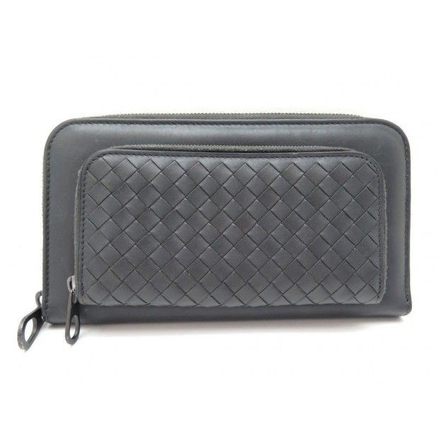 PORTEFEUILLE BOTTEGA VENETA CUIR GRIS 