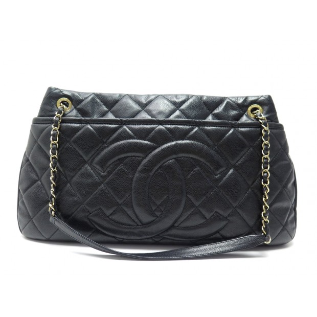 SAC A MAIN CHANEL SHOPPING BANDOULIERE EN CUIR CAVIAR NOIR LEATHER HANDBAG 3500€