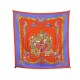 FOULARD HERMES INDIA PAR CATY LATHAM EN SOIE ROUGE CARRE 90 RED SILK SCARF 375€