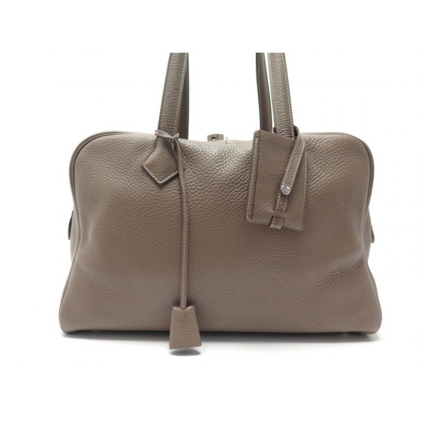 SAC A MAIN HERMES VICTORIA II 35 EN CUIR TAURILLON CLEMENCE TAUPE HAND BAG 3650€