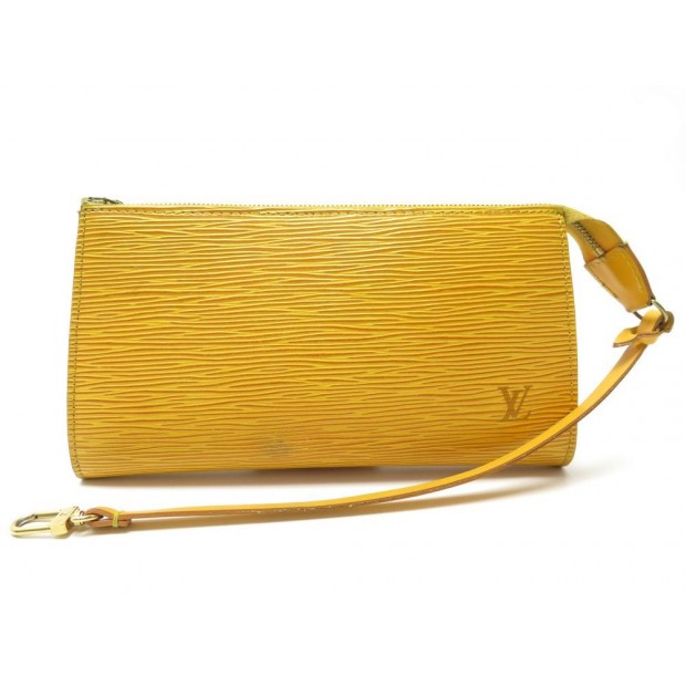 SAC A MAIN LOUIS VUITTON POCHETTE ACCESSOIRE CUIR EPI JAUNE 