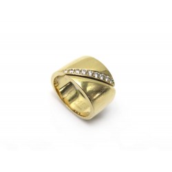 BAGUE HERMES TRACE OR JAUNE ET DIAMANTS 