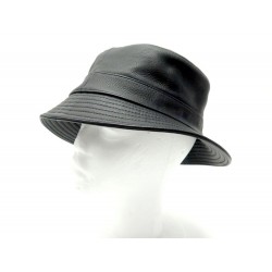 CHAPEAU HERMES CUIR NOIR 57 