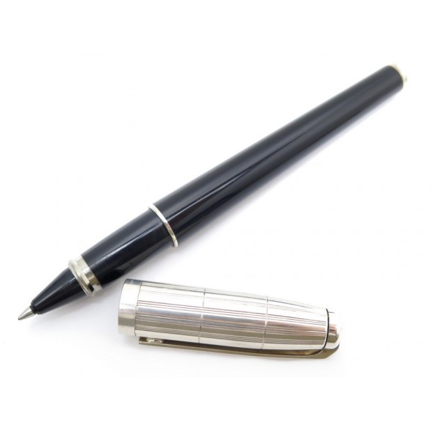 STYLO BILLE ST DUPONT FIDELIO ROLLERBALL METAL ARGENTE ET RESINE NOIR PEN 460€