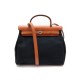 SAC A MAIN HERMES HERBAG 30 BANDOULIERE EN TOILE NOIR ET CUIR MARRON 1770€