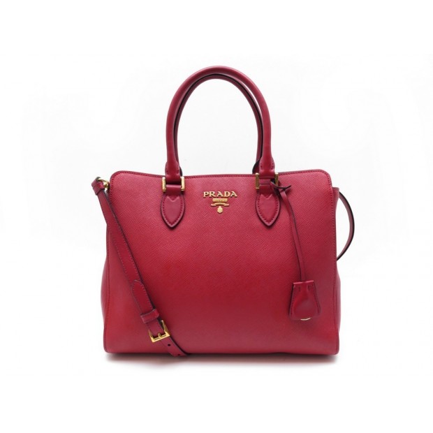 SAC A MAIN PRADA BORSA A MANO 1BA189 BANDOULIERE CUIR SAFFIANO ROUGE BAG 1560€