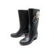 BOTTES CHANEL CAMELIA 37 CAOUTCHOUC NOIR ET POCHON 