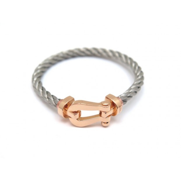 NEUF BRACELET FRED FORCE 10 0B0007-6B0111 T14 MANILLE OR ROSE CABLE ACIER 2450€