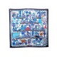 NEUF FOULARD HERMES LES TROPHES PIERRE MARIE EN SOIE BLEU SILK SCARF 345€