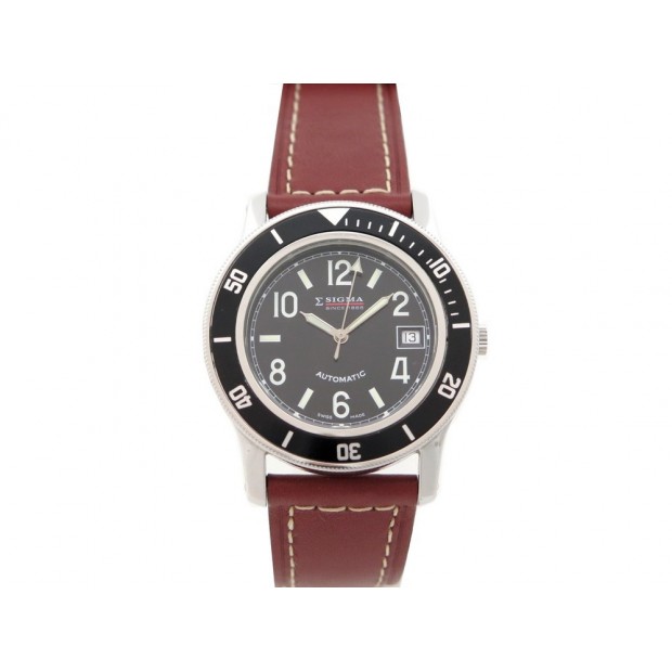 MONTRE SIGMA SD4100 AUTOMATIQUE 40 MM EN ACIER & CUIR MARRON STEEL LEATHER WATCH