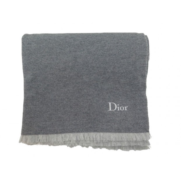 NEUF PLAID DIOR COUVERTURE EN LAINE & CACHEMIRE GRIS WOOL CASHMERE BLANKET 1200€