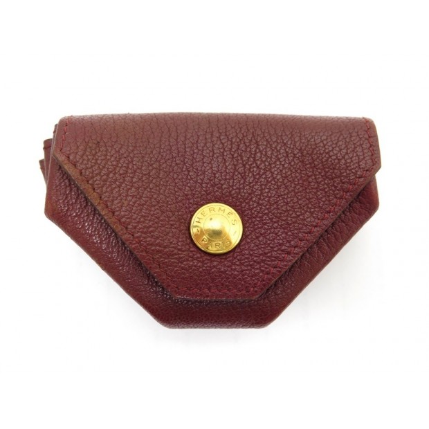 PORTE MONNAIE HERMES 24 EN CUIR BORDEAUX BURGUNDY LEATHER WALLET COIN PURSE 314€