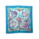 FOULARD HERMES GRANDS FONDS FAIVRE CARRE SOIE BLEU POISSON MARIN SILK SCARF 345€