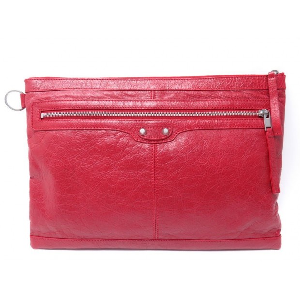 POCHETTE BALENCIAGA CLASSIC CITY CLIP L CUIR ROUGE 273023 