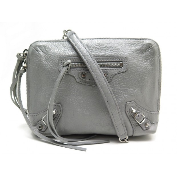 SAC A MAIN BALENCIAGA CLASSIC REPORTER XS 500800 BANDOULIERE CUIR GRIS BAG 950€