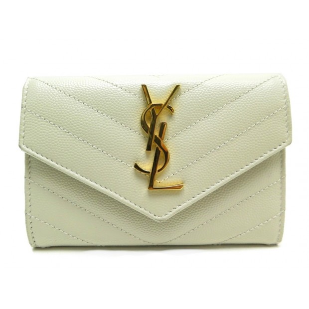 PORTE MONNAIE YVES SAINT LAURENT MONOGRAMME ENVELOPPE 414404 CUIR WALLET 295€