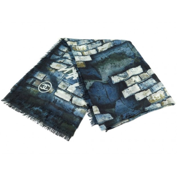 NEUF ETOLE CHANEL GRAFFITI LOGO CC BRIQUES CACHEMIRE FOULARD STOLE SHAWL 1010€