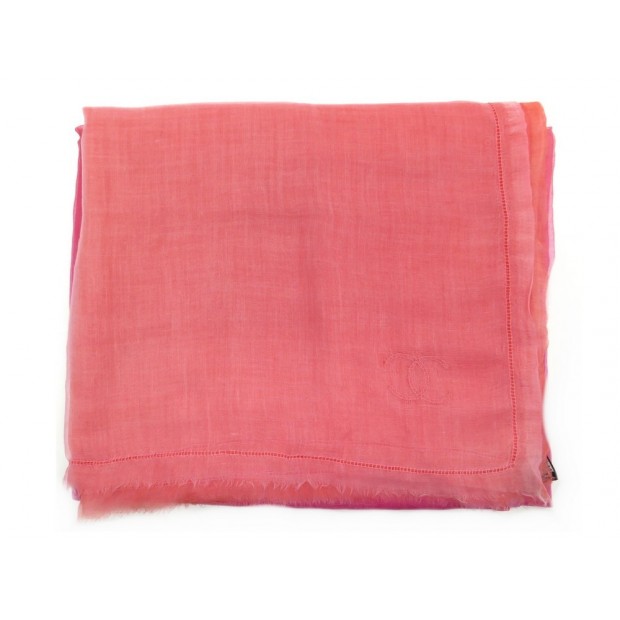 ETOLE CHANEL LOGO CC DEGRADE ROSE FOULARD EN CACHEMIRE PINK STOLE SCARF 1010€