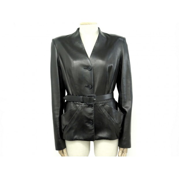 VESTE CHRISTIAN DIOR TAILLE 40 M CUIR D AGNEAU NOIR BLACK LEATHER JACKET 2500€