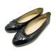 NEUF CHAUSSURES CHANEL LOGO CC A02819 41 BALLERINES EN CUIR NOIR FLAT SHOES 590€