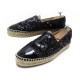 NEUF CHAUSSURES CHANEL LOGO CC G29762 41 SANDALES ESPADRILLES SEQUINS NOIR 690€