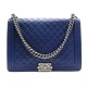 SAC A MAIN CHANEL GRAND BOY EN CUIR MATELASSE BLEU BANDOULIERE HAND BAG 4980€