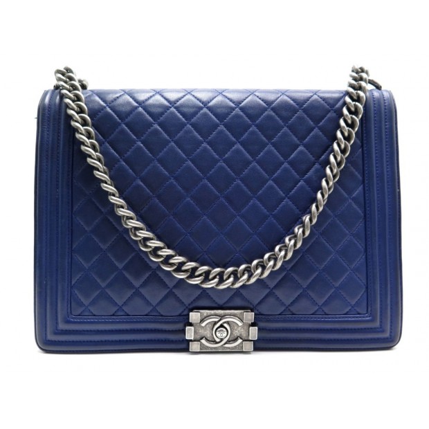 SAC CHANEL BOY CUIR BLEU 