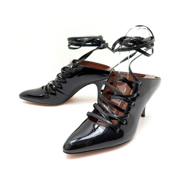 NEUF CHAUSSURES GIVENCHY 37 37.5 ESCARPINS CUIR VERNI NOIR PUMP SHOES 915€