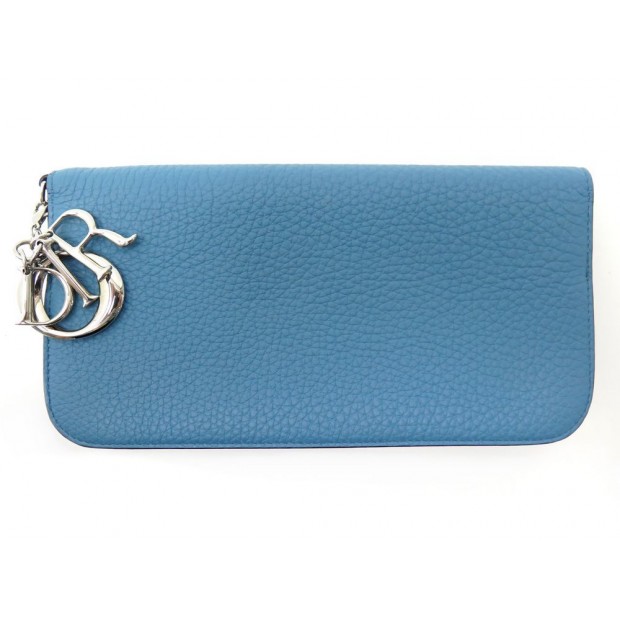 NEUF PORTEFEUILLE CHRISTIAN DIOR CUIR BLEU 