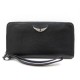 NEUF PORTEFEUILLE ZADIG & VOLTAIRE COMPAGNON WHAP4007F EN CUIR GRAINE NOIR 195€