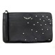 NEUF POCHETTE ZADIG & VOLTAIRE UMA HEART WHAP4029F CUIR GRAINE NOIR POUCH 185€