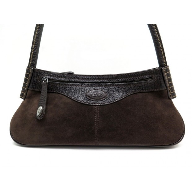 NEUF SAC A MAIN TOD'S EN DAIM MARRON NEW BROWN SUEDE LEATHER HANDBAG 990€