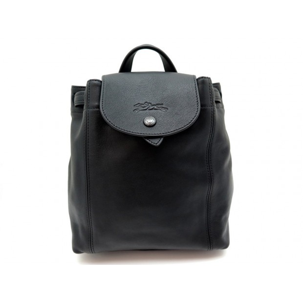 NEUF SAC A DOS LONGCHAMP LE PLIAGE L1306757001 EN CUIR NOIR LEATHER HANDBAG 380€