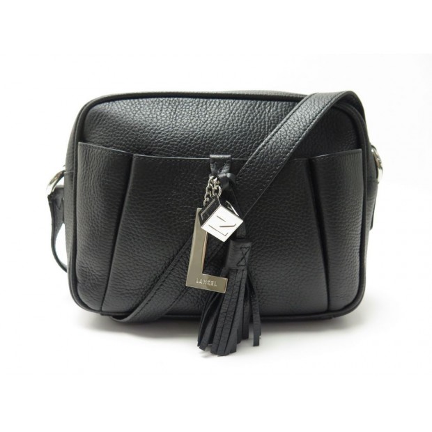 NEUF SAC A MAIN LANCEL NINE PM A07884 CUIR GRAINE NOIR BANDOULIERE HAND BAG 445€