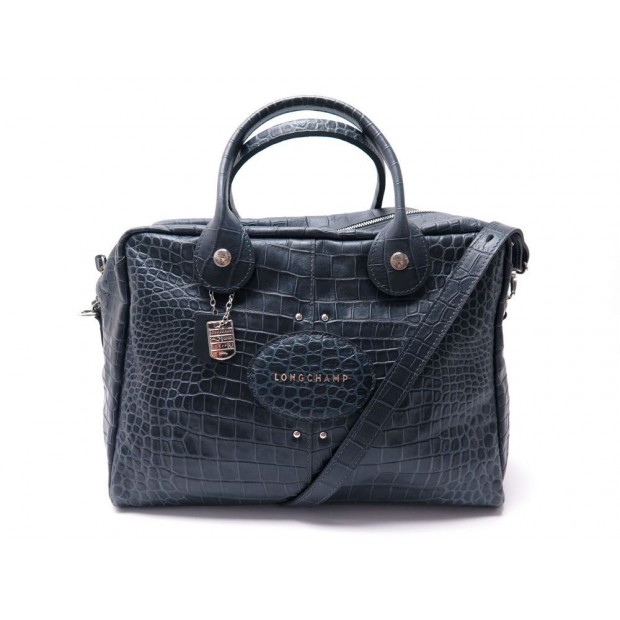 SAC A MAIN LONGCHAMP QUADRI 1206816497 CUIR FACON CROCO GRIS 