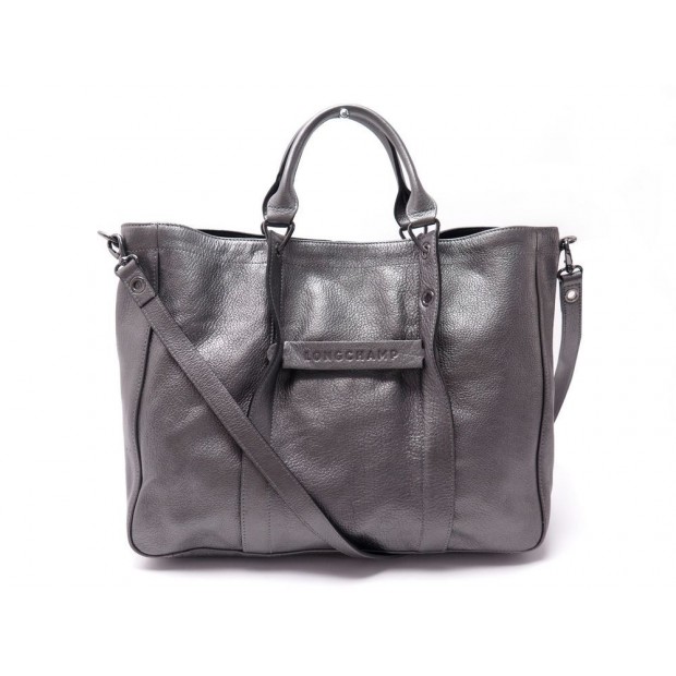 NEUF SAC A MAIN LONGCHAMP 3D M BANDOULIERE EN CUIR GRAINE ARGENTE HAND BAG 730€