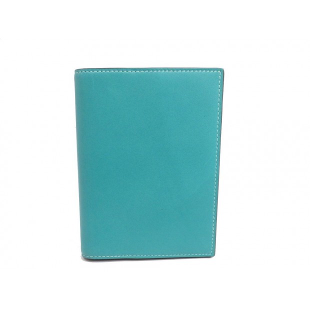 NEUF COUVERTURE D'AGENDA GM HERMES 2 EPINGLES EN CUIR BLEU DIARY COVER 305€