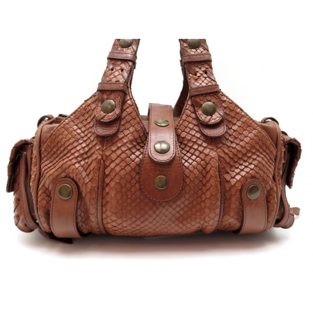 SAC A MAIN CHLOE SILVERADO 6HSA51 CUIR SERPENT ANACONDA MARRON HAND BAG 1495€