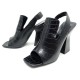 CHAUSSURES CELINE 39.5 SANDALES A TALONS CUIR FACON CROCO NOIR PUMP SHOES 830€