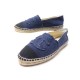 NEUF CHAUSSURES CHANEL ESPADRILLES LOGO CC G29762 40 DENIM BLEU SHOES 690€